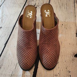 JG, Size: 10, Faux Suede Cognac Brown Mule, 3 1/2" Heel